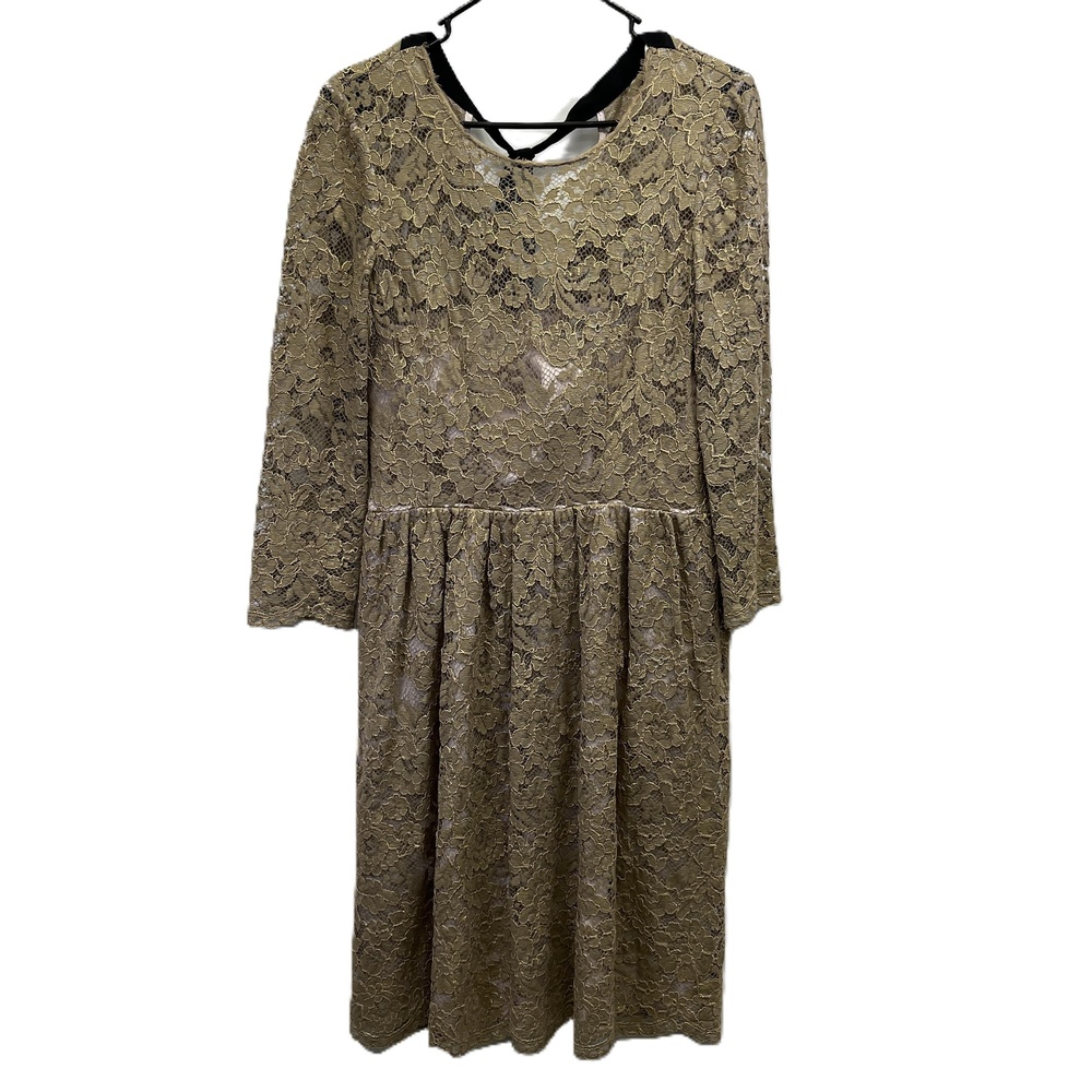 Boden NWT Lace Overlay‎ Dress Womens Sheath Lined Sheer Floral Gold Size 6R